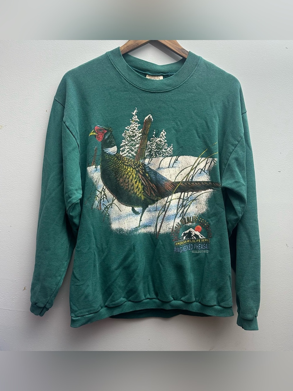 Vintage Green National Wildlife Federation Crewneck Sweatshirt Pheasant Size L